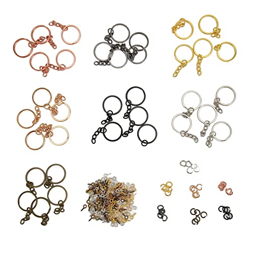 QANYEGN 250-teiliges Schlüsselanhänger-Ring-Set, Schlüsselanhänger-Ring-Set, Schlüsselanhänger-Ringe, Schraubösennadeln für Kunsthandwerk und Schmuckherstellung von QANYEGN