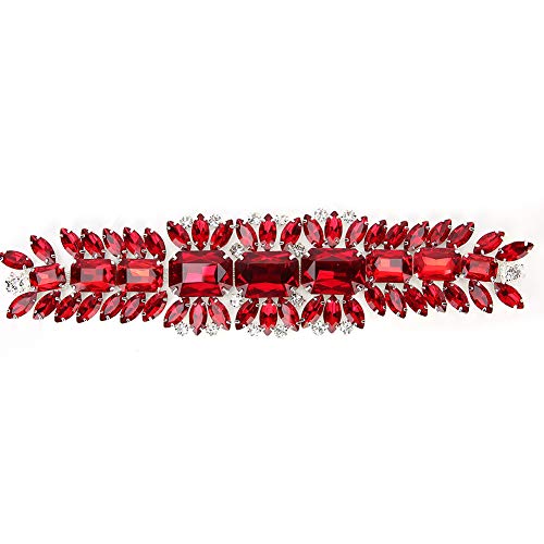 QANYEGN Kristall-Strass-Kettenbesatz, Strass-Kettenbesatz, Strass-Kettendekoration zum Nähen von Brautkleidern, Taschen, Schuhen (Rot) von QANYEGN