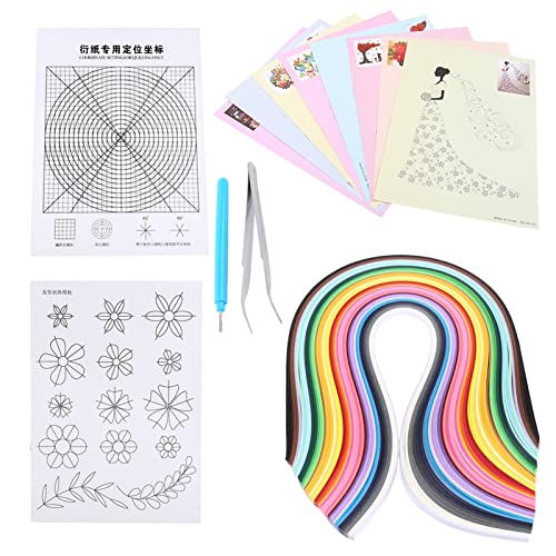 QANYEGN Papier Quilling Kits, Quilling Papier Schablonen, 6 in 1 Set mit Quilling Werkzeugen, Quilling Muster und Vorlagen, für Papierhandwerk von QANYEGN