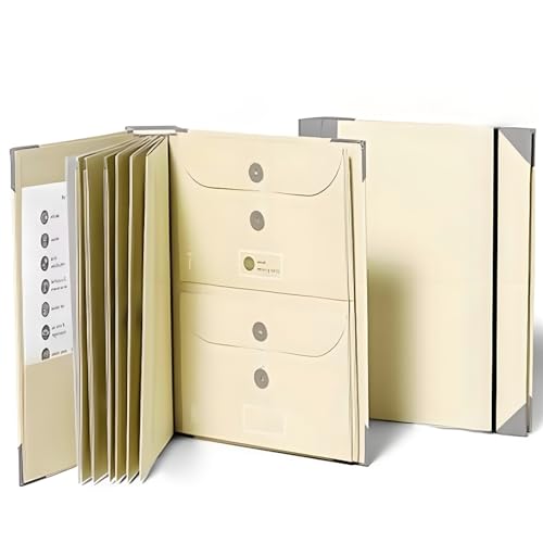 Dokumenten-Organizer-Folio mit Etiketten: Persönlicher Familien-Dokumenten-Organizer-Ordner – Life Binder Organizer Kit mit Taschen, idealer Familien-Notfallordner for wichtige Dokumente(Yellow) von QAONEAY