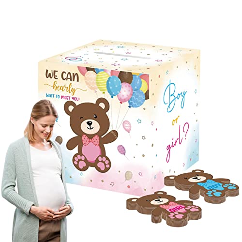 QARIDO Gender Reveal Voting Box, Gender Reveal Party Supplies Papierbox Kit – Voting Gender Reveal Party Dekorationen Junge oder Mädchen Party Supplies von QARIDO