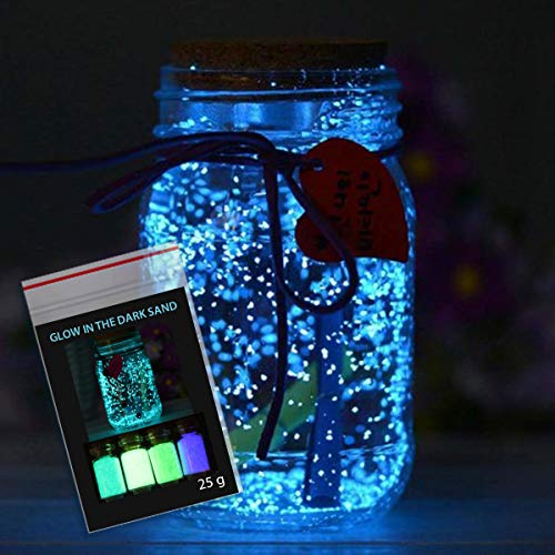 Im Dunkeln leuchtendes Kiesgranulat - 25 Gramm - Fluoreszierender blauer Sand für DiY Craft Wish Pot-Projekte von QBIX