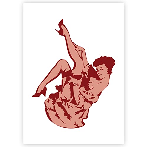 Pin-up Stange Tänzer Schablone - 2 Schichten Plastik - A3 42 x 29,7 cm - Pinup Höhe 32,5 cm - wiederverwendbare kinderfreundliche Schablone für Malerei, Handwerk, Fenster, Wände und Möbel von QBIX