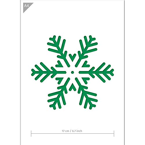 QBIX Schneeflockenschablone - Schneekristall Winterdekoration - A4 Größe -Wiederverwendbare kinderfreundliche Schablone für Malerei, Fenster, Kunsthandwerk, Wand, Möbel von QBIX