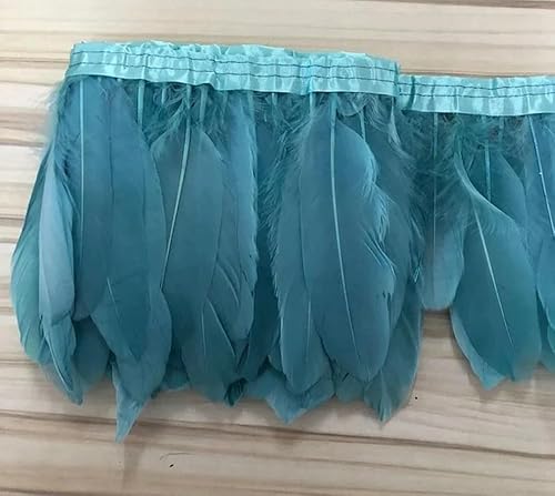 Federn Zierleisten Fransen Kleid Nähen Basteln 10 Yards gefärbter Gänsefederbesatz mit Fransen, 13–18 cm, Gänsefederband, Kleid/Rock, DIY-Zubehör(Sky Blue,10 Yard) von QCKNKMGG