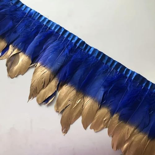 Federn Zierleisten Fransen Kleid Nähen Basteln 10 mt/los 15-20 cm Getaucht Gold Gänsefedern Borten Gänsefedern for Handwerk Feder Fransen Bänder Kleidung Breite DIY Plumas(Royal Blue) von QCKNKMGG