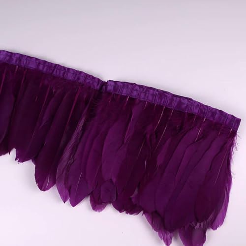 Federn Zierleisten Fransen Kleid Nähen Basteln Gänsefederbesatz, Band, Fransen, 2 Yards/Stück, Nähen, Basteln, Feder im Kleid, Rock, Wanddekoration for Partykleidung(22 Burgundy) von QCKNKMGG