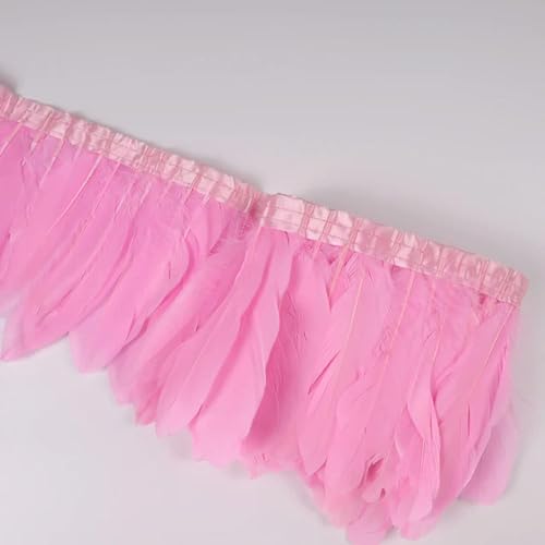 Federn Zierleisten Fransen Kleid Nähen Basteln Gänsefederbesatz, Band, Fransen, 2 Yards/Stück, Nähen, Basteln, Feder im Kleid, Rock, Wanddekoration for Partykleidung(26 Pink) von QCKNKMGG