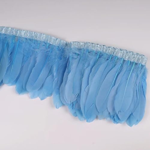 Federn Zierleisten Fransen Kleid Nähen Basteln Gänsefederbesatz, Band, Fransen, 2 Yards/Stück, Nähen, Basteln, Feder im Kleid, Rock, Wanddekoration for Partykleidung(34 Sky Blue) von QCKNKMGG