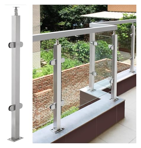 Geländerpfosten Edelstahl Rundtreppe Glasgeländerp Indoor Outdoor Plattform, Heavy Duty Glas Klemme Edelstahl for Balkon Zäune/Glas Platten(Mid Post,115cm/45.3in) von QCKNKMGG