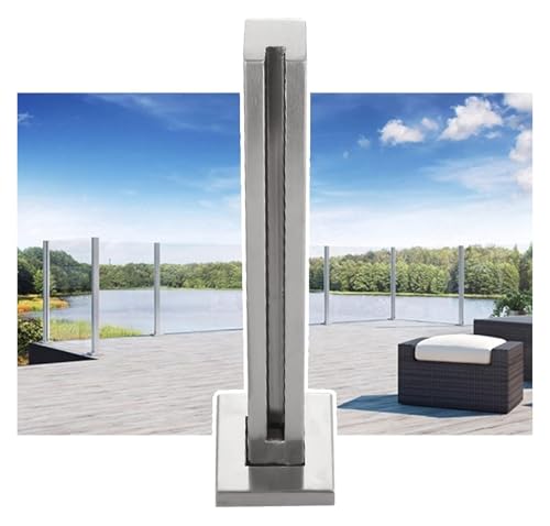 Geländerpfosten Edelstahl Rundtreppe Glasgeländerp Metall for den Außenbereich, Terrasse, Silber, Deckglas-Geländersystem, Klemm-/Plattform-Trennwandzaun(100cm/39.4") von QCKNKMGG