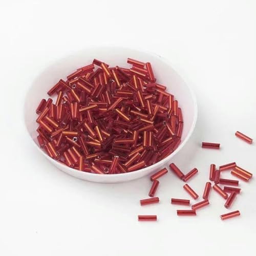 Kornperlen, Kornperlen, Glaskornperlen, 10 g/Packung, 6 mm Silberkern, tschechisches Glas-Rocaillesrohr(Red) von QCKNKMGG