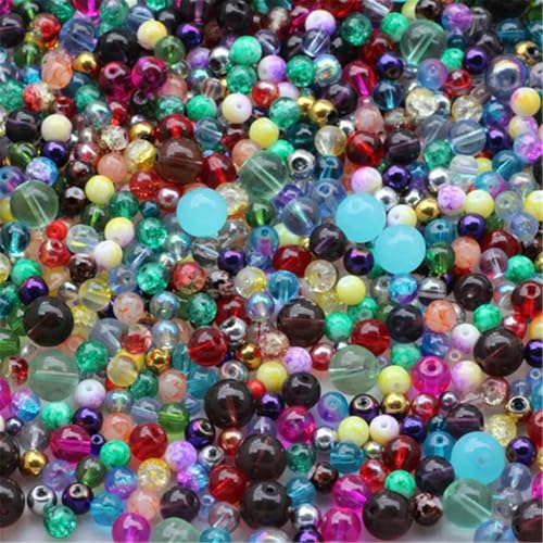 Kornperlen, Kornperlen, Glaskornperlen, Gemischte Farbe, Gesamtgröße und Form ca. 10 g lose Kristallperlen aus Glas(Round Beads) von QCKNKMGG