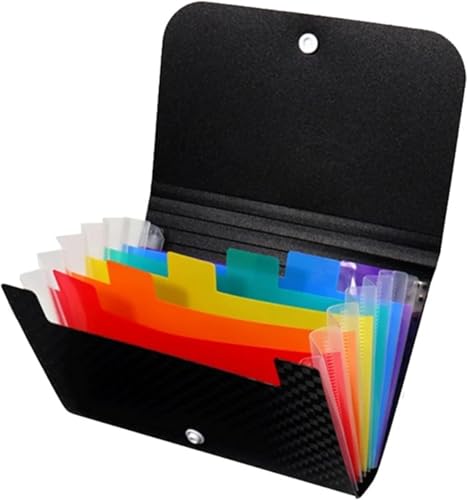 Kunststoff-Ordner Organizer A6-Akkordeonordner, erweiterbarer Quittungsordner, mehrschichtiger Aktenkoffer, Knopfverschluss mit Indexaufklebern for Geschäftspersonal(Colorful 7 Layer) von QCKNKMGG