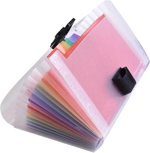 Kunststoff-Ordner Organizer A6 Mini 13 Taschen Tragbarer Aufbewahrungsclip mit Schnalle Dokumentenorganizer Mehrfarbige Brieftaschenhülle von QCKNKMGG