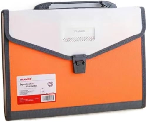 Kunststoff-Ordner Organizer Große Kapazität 13 Taschen A4 Fächermappe Aktenordner Papierdokumentenaufbewahrung Orgeltasche Halter Büro Schulorganizer Fall(Oranje) von QCKNKMGG