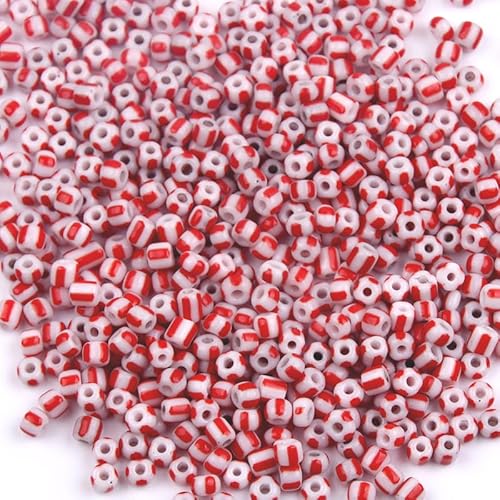 QDMHA 2500/4500/12000 Stück 3/4/5 mm bunt gestreifte Glas-Rocailles, tschechische Perlen für DIY-Schmuckherstellung, Kunsthandwerk, handgefertigte Armbänder, Aktivitäten für Kinder von QDMHA