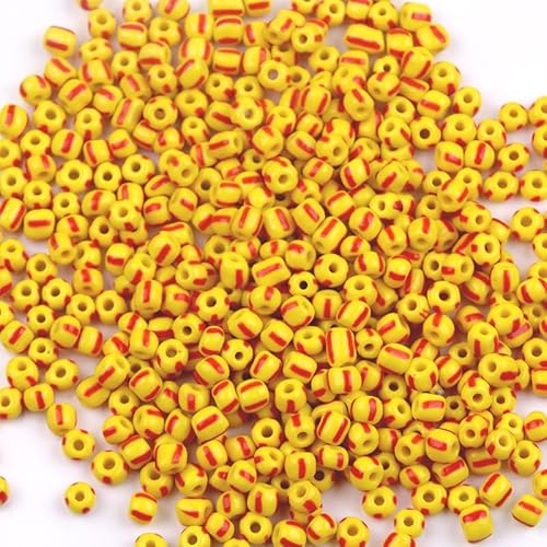 QDMHA 2500/4500/12000 Stück 3/4/5 mm bunt gestreifte Glas-Rocailles, tschechische Perlen für DIY-Schmuckherstellung, Kunsthandwerk, handgefertigte Armbänder, Aktivitäten für Kinder von QDMHA