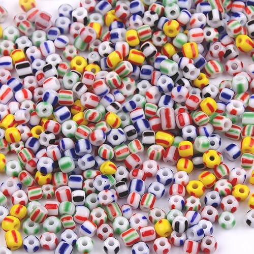 QDMHA 2500/4500/12000 Stück 3/4/5 mm bunt gestreifte Glas-Rocailles, tschechische Perlen für DIY-Schmuckherstellung, Kunsthandwerk, handgefertigte Armbänder, Aktivitäten für Kinder von QDMHA