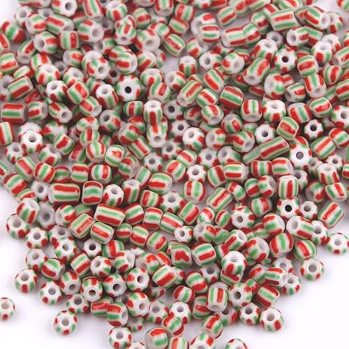 QDMHA 2500/4500/12000 Stück 3/4/5 mm bunt gestreifte Glas-Rocailles, tschechische Perlen für DIY-Schmuckherstellung, Kunsthandwerk, handgefertigte Armbänder, Aktivitäten für Kinder von QDMHA