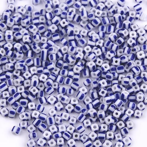 QDMHA 2500/4500/12000 Stück 3/4/5 mm bunt gestreifte Glas-Rocailles, tschechische Perlen für DIY-Schmuckherstellung, Kunsthandwerk, handgefertigte Armbänder, Aktivitäten für Kinder von QDMHA