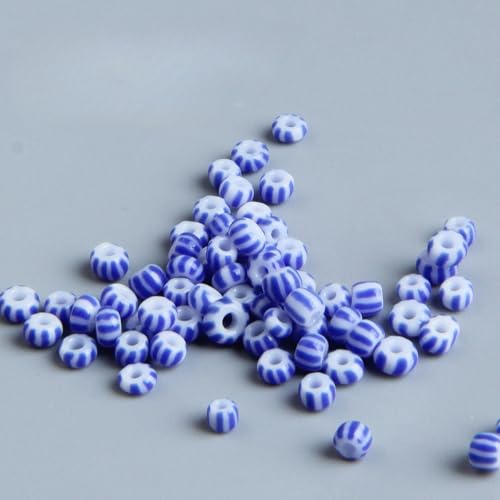 QDMHA 3000/9000 Stück 3 mm 4 mm blau-weiß gestreifte Glasperlen, bunte tschechische Rocailles für DIY-Schmuck, Armbänder, Halsketten, Kunsthandwerk von QDMHA