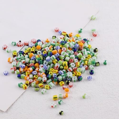 QDMHA 720/950 Stück 5 mm gestreifte tschechische Glas-Rocailles, bunte DIY-Schmuckherstellung, handgefertigte Accessoires, kreatives Basteln für Kinder von QDMHA