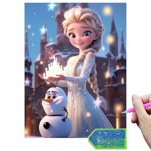 QDUODUO Diamond Painting für Erwachsene Anfänger und Kinder ab 6 Jahre, Eiskönigin Elsa Prinzessin 5D Diamant Painting Bilder, 30x40cm Große DIY Diamantmalerei Mosaikherstellung Kit für Home Deko von QDUODUO