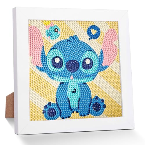 QDUODUO Diamond Painting mit Rahmen für Kinder ab 6 Jahre und Erwachsene Anfänger, Cartoon Stich 5D Diamant Painting Bilder, 18x18cm Kleine DIY Diamantmalerei Mosaikherstellung Kit für Home Deko von QDUODUO