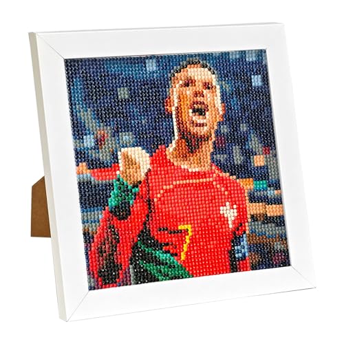 QDUODUO Fussball Diamond Painting mit Rahmen für Kinder ab 6 Jahre und Erwachsene Anfänger, CR7 Fußball 5D Diamant Malerei Bilder, 20x20cm Kleine DIY Mosaikherstellung Basteln für Jungen Geschenke von QDUODUO