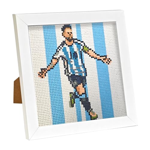 QDUODUO Fussball Diamond Painting mit Rahmen für Kinder ab 6 Jahre und Erwachsene Anfänger, LM10 Fußball 5D Diamant Malerei Bilder, 20x20cm Klein DIY Mosaikherstellung Kit für Home Deko und Geschenk von QDUODUO