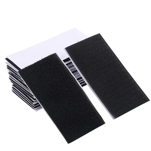 QEDBOJE 24 Paare Selbstklebendes Klettband Extra Stark Größe 10cm×2.5cm Schwarz Nylon Klettverschluss Zum Nähen Geeignet Für Papier Kunststoff Glas und Metall von QEDBOJE