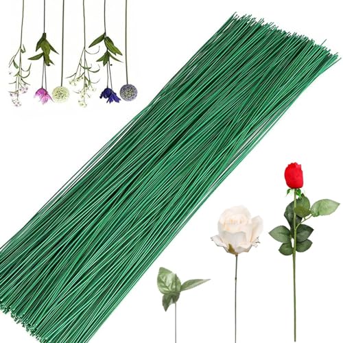 QEEROYO 100 Stück Blumendraht, Blumenstamm Draht Grün, Floristikdraht, 15cm Lang, Floristikdraht Grün, Blumenstamm Draht 18 Gauge, für die Herstellung von Blumenhandwerk, Blumenbouquets von QEEROYO