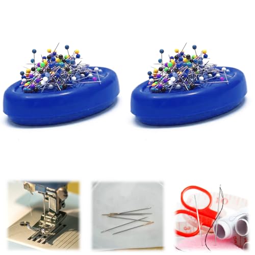 2Pcs Magnetic Sewing Needle Cushion, Magnetic Pin Cushion, Magnetische Nähen Nadelkissen, Magnetische Aufbewahrungsbox Nadelkissen, Magnetnadelkissen, Magnet Nadelkissen, Nähzubehör, Blau von QEEROYO