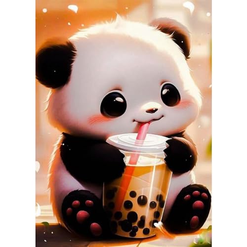 QENSPE 5D Diamond Painting Baby Panda Diamant Painting Bilder DIY Full Rund Diamond Art Set Erwachsene, Panda Diamant Kunst Malerei Stickerei Set Kreuzstich Bilder Home Wand Dekor 30x40cm von QENSPE