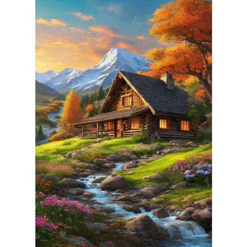 QENSPE 5D Diamond Painting Kit für Erwachsene, Landschaft Diamant Kunst Set Komplett, DIY Diamant Malerei Verschneiter Berg Set Anfänger Kristall Stickerei Set, Heim Wand Dekor Geschenk, 30x40 cm von QENSPE