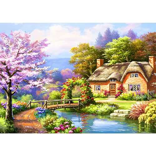 QENSPE 5D Diamond Painting Landschaft Diamant Painting Bilder Kit Erwachsene, Dorf Diamond Art Set DIY Full Diamant Kunst Malerei Kreuzstich Set Home Wand Geschenk Dekor 30x40cm von QENSPE