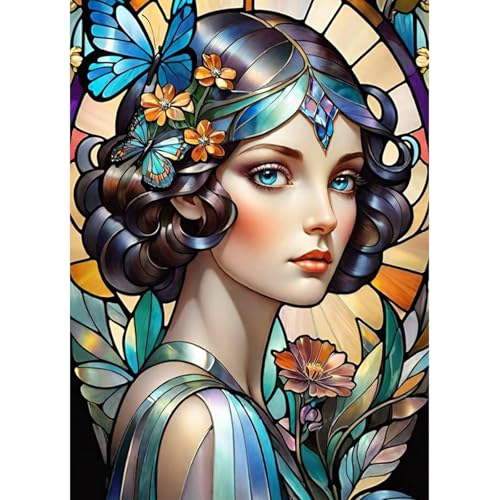 QENSPE 5D Diamond Painting Vintage Lady Komplett, Vintage Diamond Painting Set für Erwachsene, Bunter Diamond Art Malerei DIY Diamant Kunst Handwerk für Anfänger Wand Dekor 30x40 cm von QENSPE