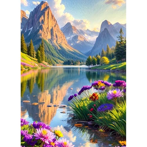 QENSPE 5D See Diamond Painting Set für Erwachsene, Diamond Painting Berg Diamond Art Malerei DIY Kristall Strass Diamant Kunst Handwerk für Anfänger Home Wand Dekor 30x40 cm von QENSPE