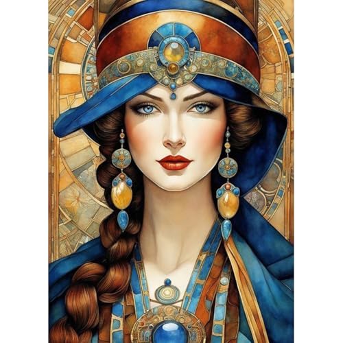 QENSPE 5D Weinlese-Dame Diamond Painting Set für Erwachsene, Diamond Painting Weinlese Diamond Art Malerei DIY Kristall Strass Diamant Kunst Handwerk für Anfänger Home Wand Dekor 30x40 cm von QENSPE