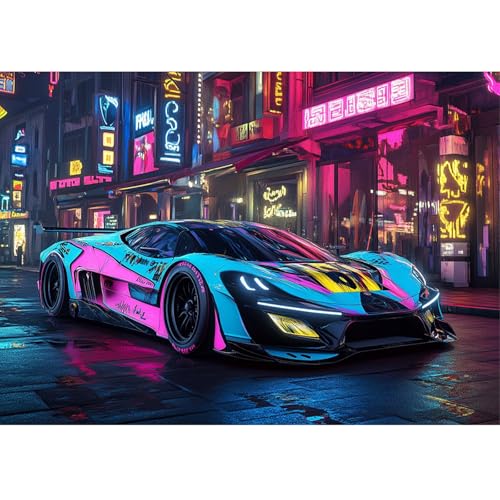 QENSPE Cyberpunk Diamond Painting Set für Erwachsene, 5D Diamond Painting Sportwagen Diamond Art mit Werkzeugen, Kristall Strass Diamant Kunst DIY Handwerk für Home Wand Dekor 30x40 cm von QENSPE