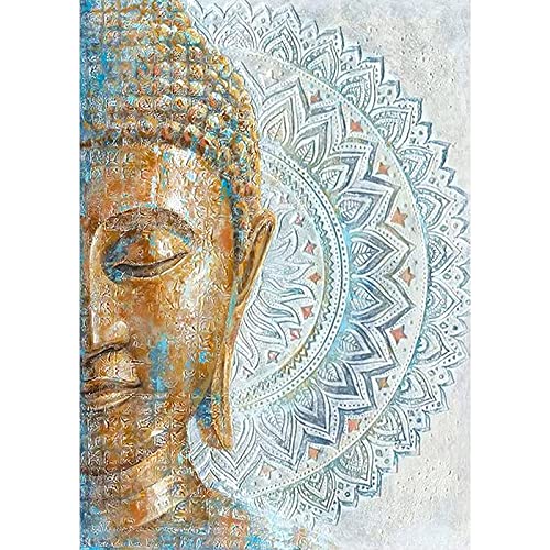 QENSPE Diamond Painting Buddha Statue Diamant Painting 5D Diamond Painting Kit Erwachsene Statue Full Diamant Bilder Kinder Malerei Stickerei Set Kreuzstich Bilder Home Wand Dekor 30x40cm von QENSPE