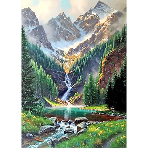 QENSPE Diamond Painting Landschaft Diamant Painting Bilder Berg 5D Diamond Painting Erwachsene Fluss Full Diamant Bilder Malerei Stickerei Set Kreuzstich Bilder Home Wand Dekor 30x40cm von QENSPE