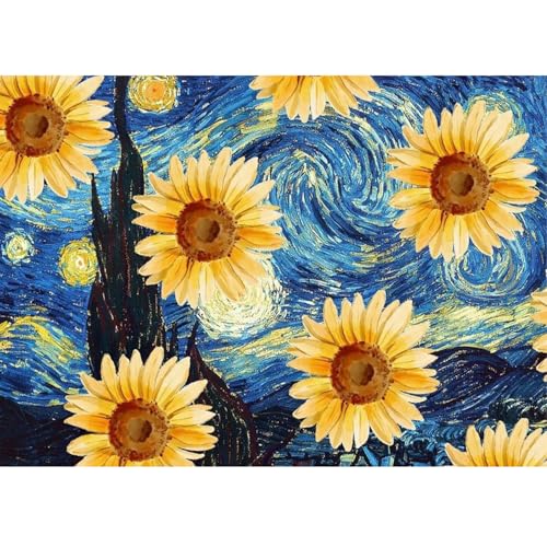 QENSPE Diamond Painting Sternennacht 5D Diamant Komplett, Blume Diamant Painting Set für Erwachsene, Fantasie Diamond Art Malerei DIY Diamant Kunst Handwerk für Anfänger Wand Dekor 30x40 cm von QENSPE