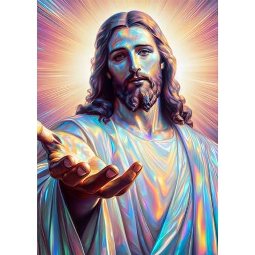 QENSPE Jesus Diamond Painting Set Erwachsene 5D Jesus Diamant Painting Bilder, Jesus Diamond Art Set DIY Full Diamant Kunst Malerei Kreuzstich Set Home Wand Dekor Geschenk 30x40cm von QENSPE