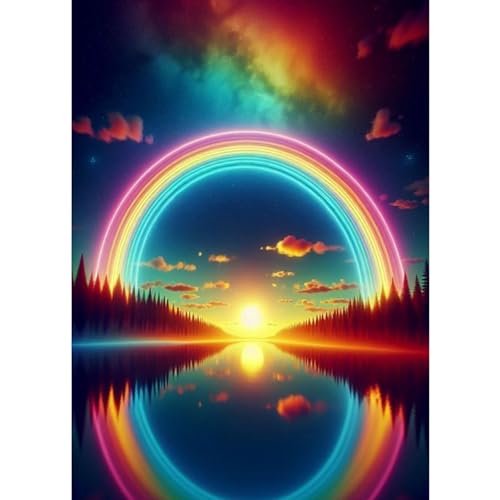 QENSPE Regenbogen Diamond Painting Set für Erwachsene, 5D Diamond Painting Aurora Borealis Diamond Art Anfänger DIY Kristall Strass Diamant Kunst Handwerk für Home Wand Dekor 30x40 cm von QENSPE