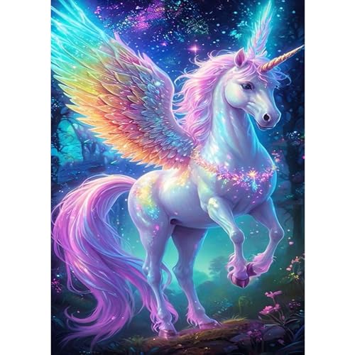 QENSPE Sagenhaftes Tier Diamond Painting Set für Erwachsene, 5D Diamond Painting Pegasus Diamond Art Anfänger DIY Kristall Strass Diamant Kunst Handwerk für Home Wand Dekor 30x40 cm von QENSPE