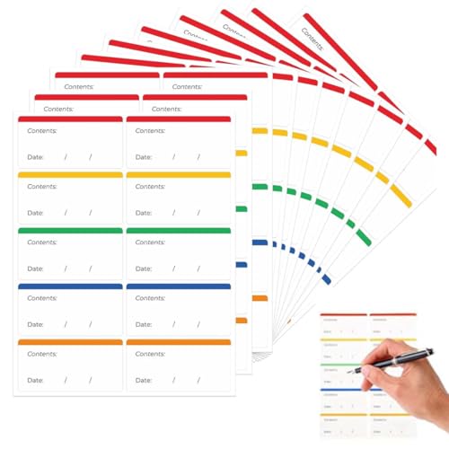 QEQSHQO 100 Stück Leicht Abziehbare Gefrieretiketten zum Beschriften Marmeladengläser Ohne Rückstände (6cm*3 cm) (Farblich) von QEQSHQO