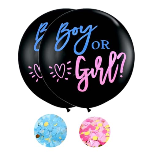 QEQSHQO 2 Stück Gender Reveal Ballon, Boy or Girl, Luftballon, Geschlechter Offenbaren, Latexballon, Dekoration, Babyshower Party (36 Zoll, Rosa+Blau) von QEQSHQO