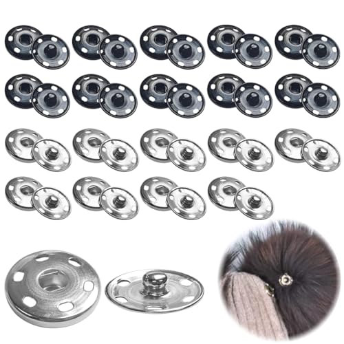 QEQSHQO 20 Sätze Annähen Druckknöpfe aus Metall, Snaps, Druckknopf Nähen, für Kleidern, Blusen, Handwerk, DIY, Handtasche (21mm) von QEQSHQO